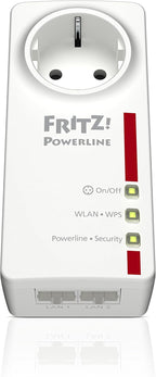 AVM FRITZ!Powerline 546E – Powerline-Adapter 500 Mbit/s mit WLAN N (2,4 GHz) | Fast-Ethernet-LAN, Steckdose