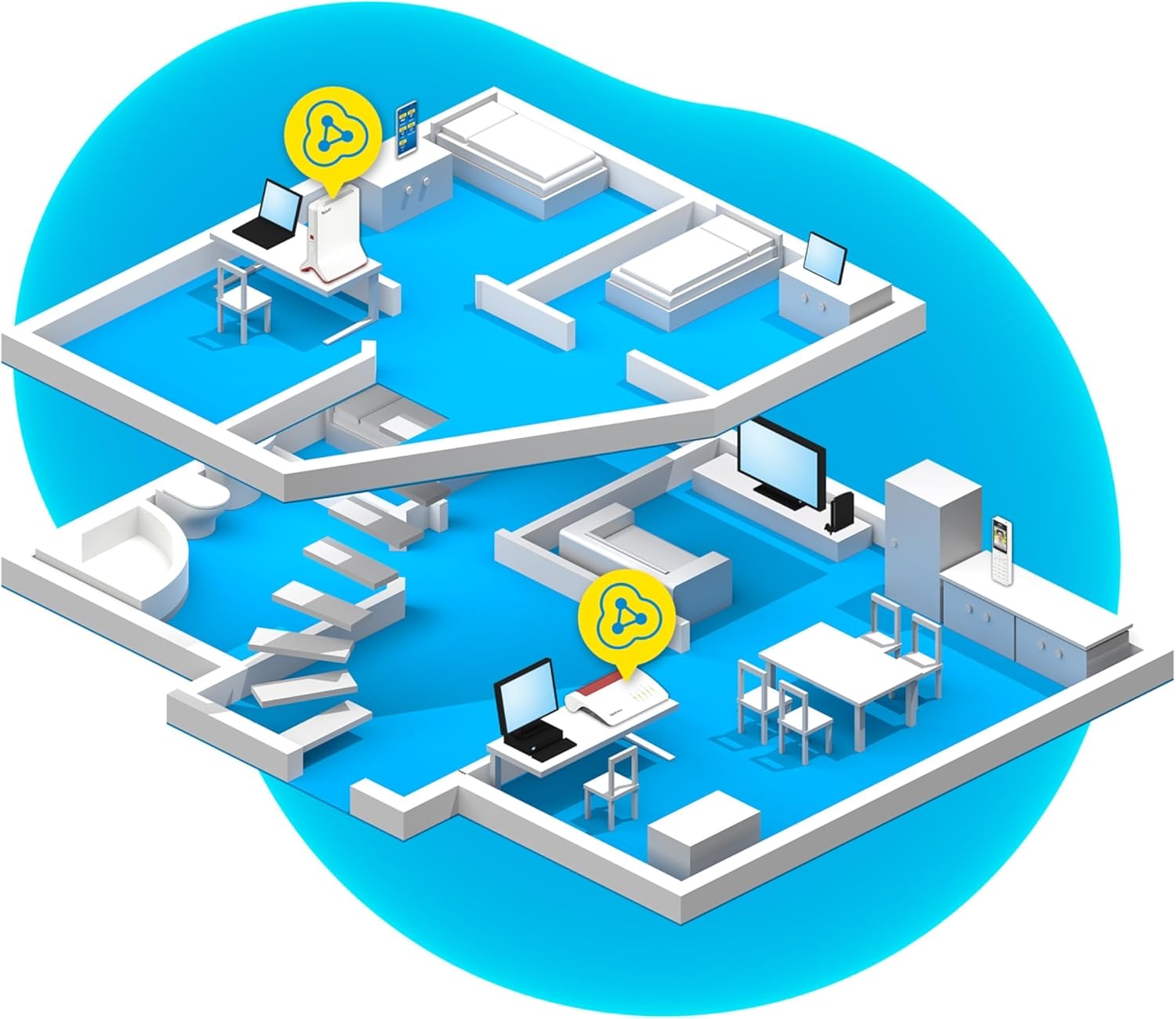 AVM FRITZ!Repeater 3000 – Tri-Band WLAN-Verstärker AC3000 & Mesh | 2x Gigabit-LAN, Standgerät