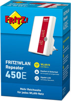 AVM FRITZ!Repeater 450E – WLAN-Verstärker 450 Mbit/s (2,4 GHz), Gigabit-LAN & Mesh | WLAN-Repeater N450