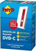 AVM FRITZ!WLAN Repeater DVB-C – WLAN-Verstärker AC1750 Dualband mit Kabel-TV-Tuner (DVB-C) | Gigabit-LAN, Mesh