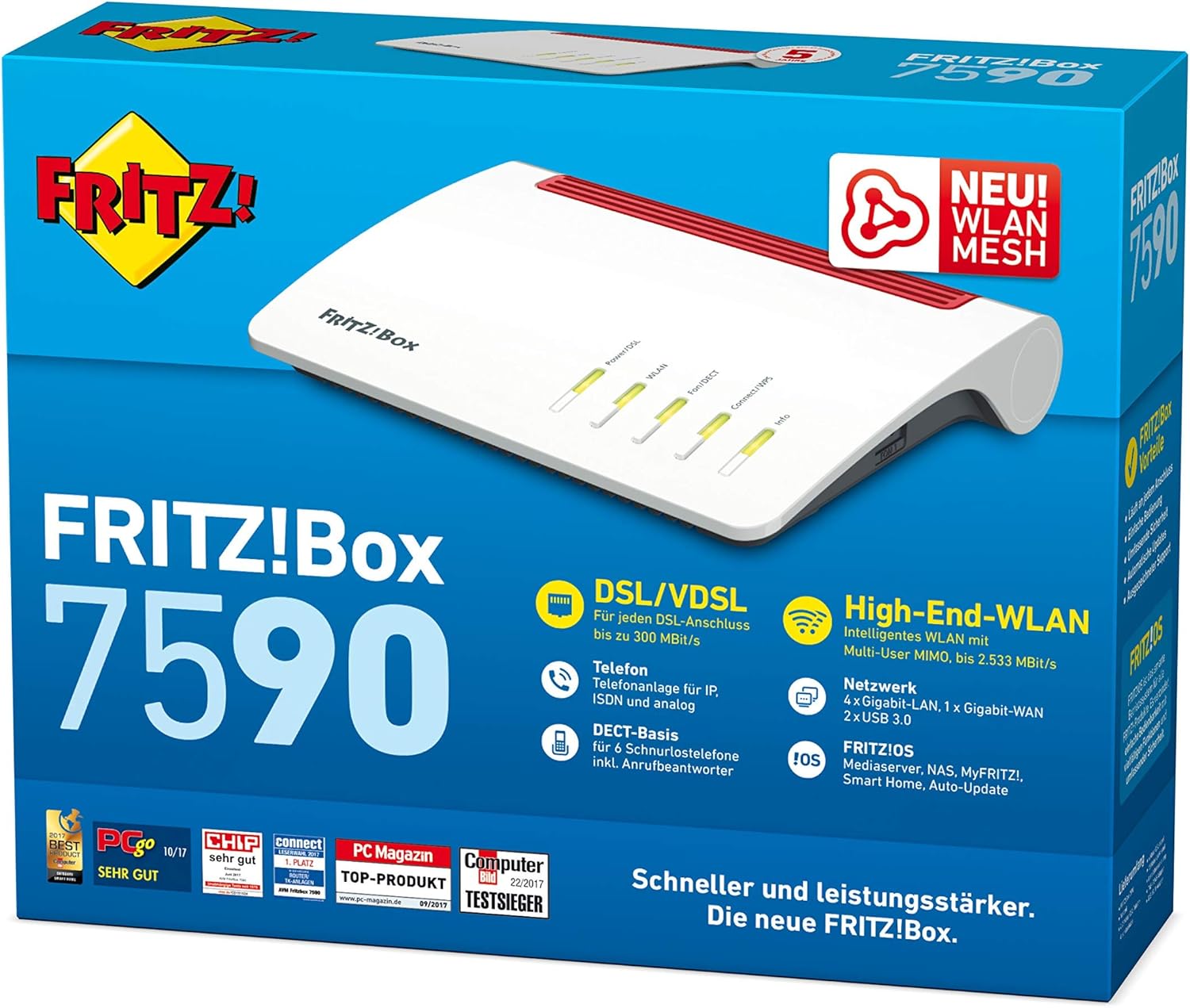 AVM FRITZ!Box 7590 – VDSL-Router Supervectoring, WLAN AC2600 & Mesh | DECT-Telefonanlage, Gigabit-LAN