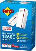 AVM FRITZ!Powerline 1260E/1220E WLAN-Set – Powerline 1200 Mbit/s mit WLAN AC Dualband & Mesh | 2 Adapter, Gigabit-LAN