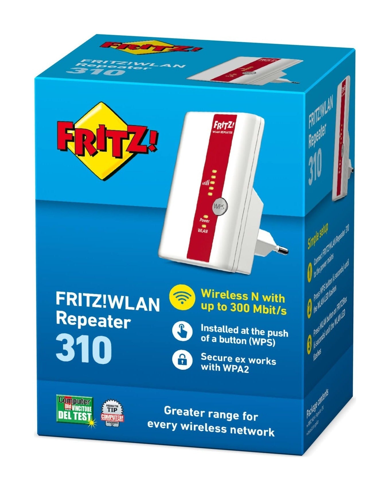 AVM FRITZ!Repeater 310 – WLAN-Verstärker 300 Mbit/s (2,4 GHz) & Mesh | WLAN-Repeater N300, Steckdose